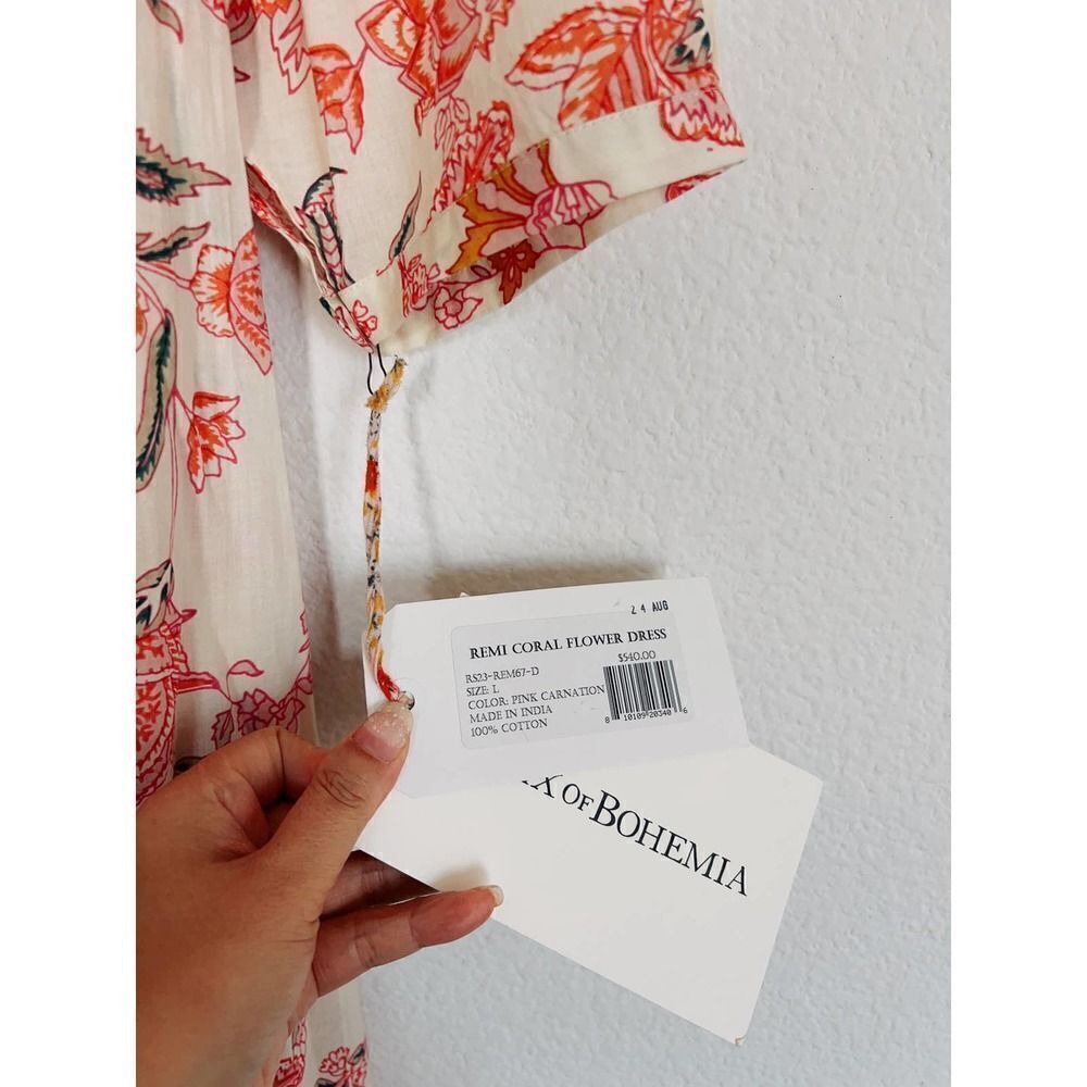 Alix of Bohemia Remi Coral Flower Dress L - Picture 11 of 12